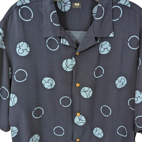 Disney Mickey Mouse Button Up Shirt Men's Medium Casual Short Sleeve Uniqlo - Picture 4 of 12